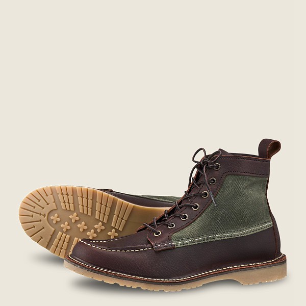 Red Wing Heritage Boots Dark Brown - Red Wing Mens Weekender Canvas Moc - 6-inch Oil-slick Leather -